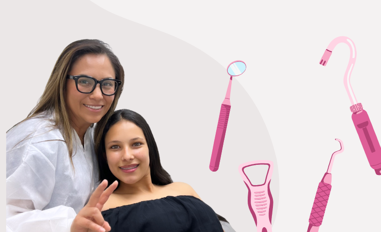 An image of a nervous patient and a dentist making her feel safe and secure.