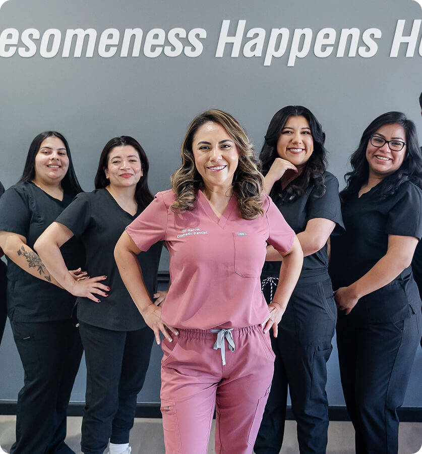 Professional dentists smiling